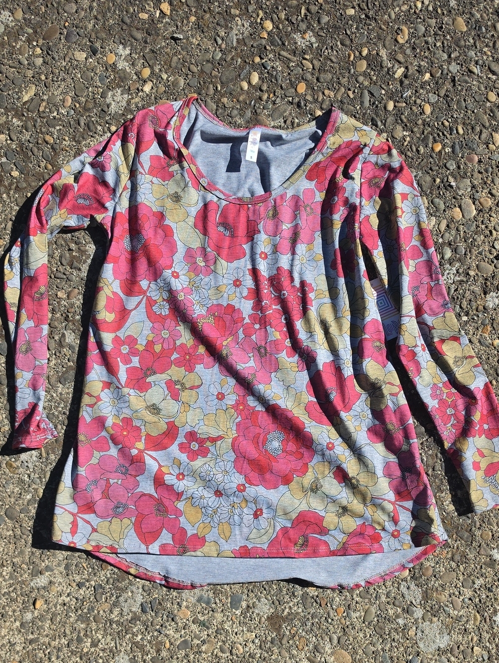 LuLaRoe Pink Multicolor Floral Long-Sleeve Scoop Neck Top